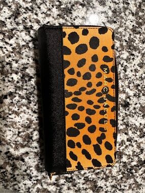 Marc Jacobs Black and Tan Leopard Zip Wallet
